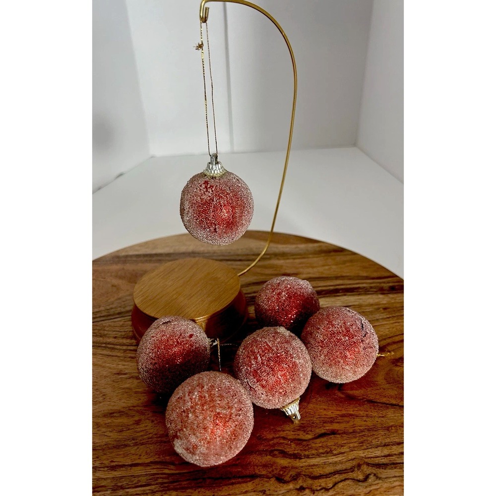 Sugared Frosted SET OF 6 Beaded Fruit Ornaments Apples pears See Condition
